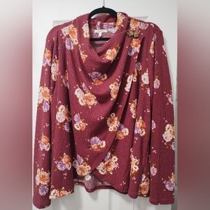 Floral wrap sweater